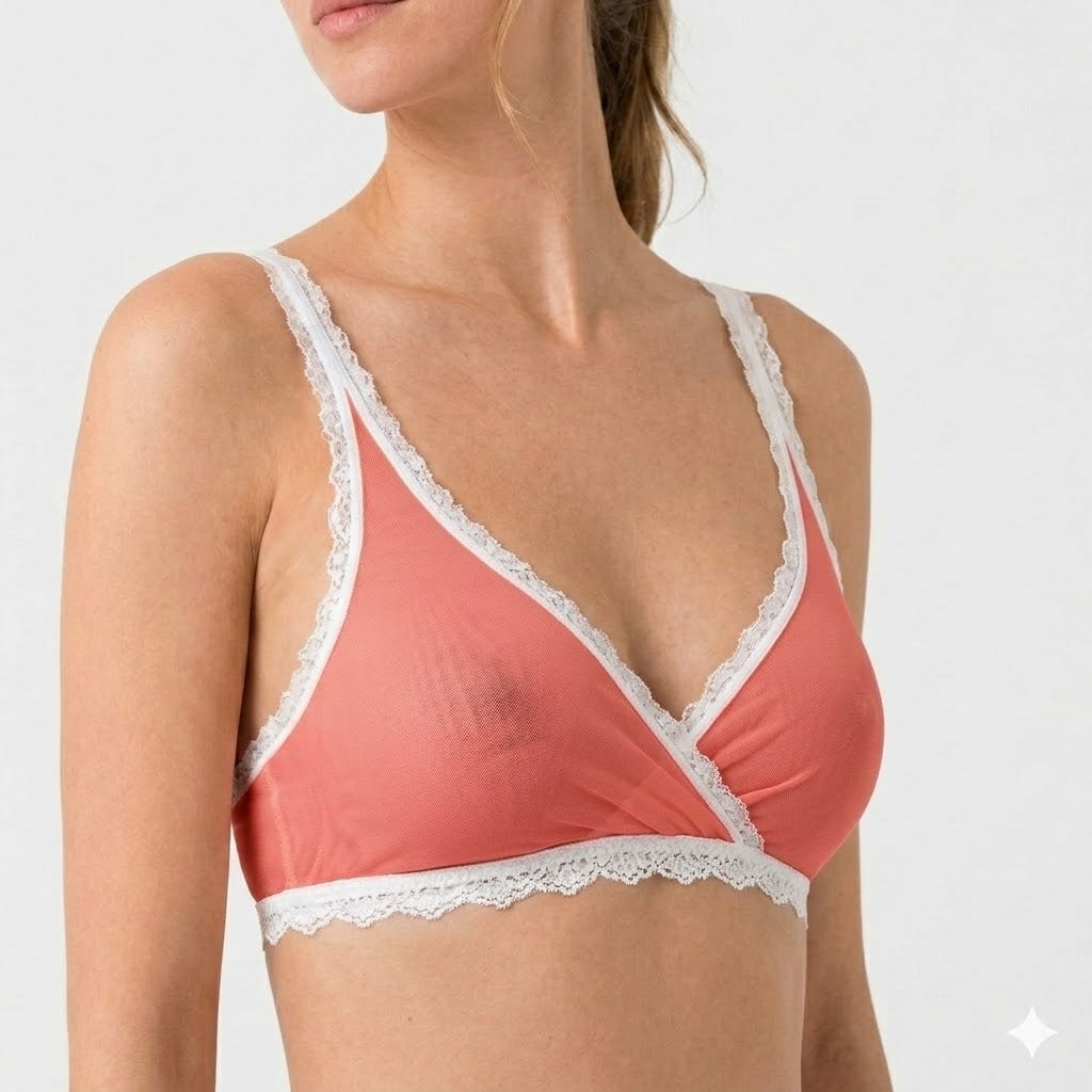 Valentina Cross Bralette Calypso Coral/White